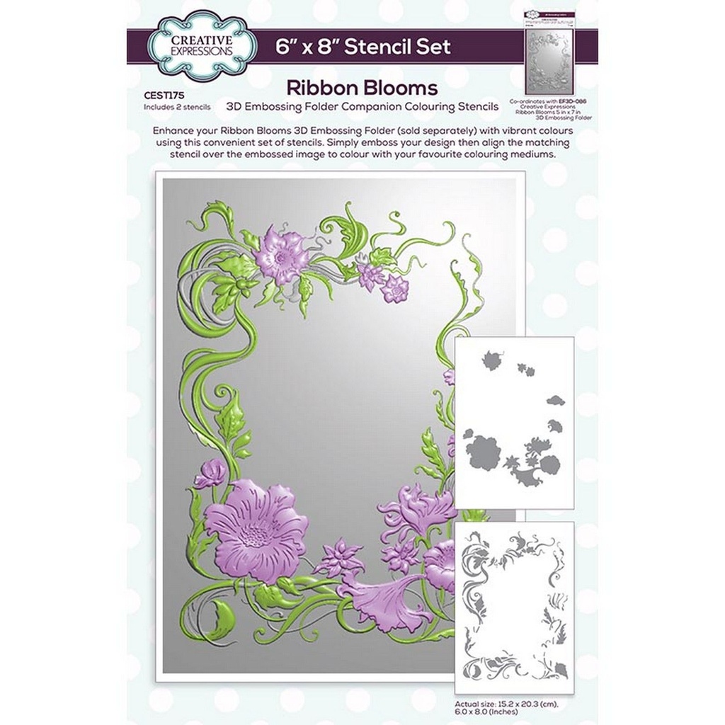 Creative Expressions Stencils - Colouring Stencil Ribbon Blooms 2/Pkg