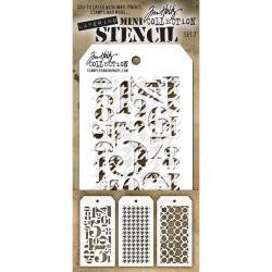 Tim Holtz Mini Layering Stencil Set 3/Pkg - Set #7