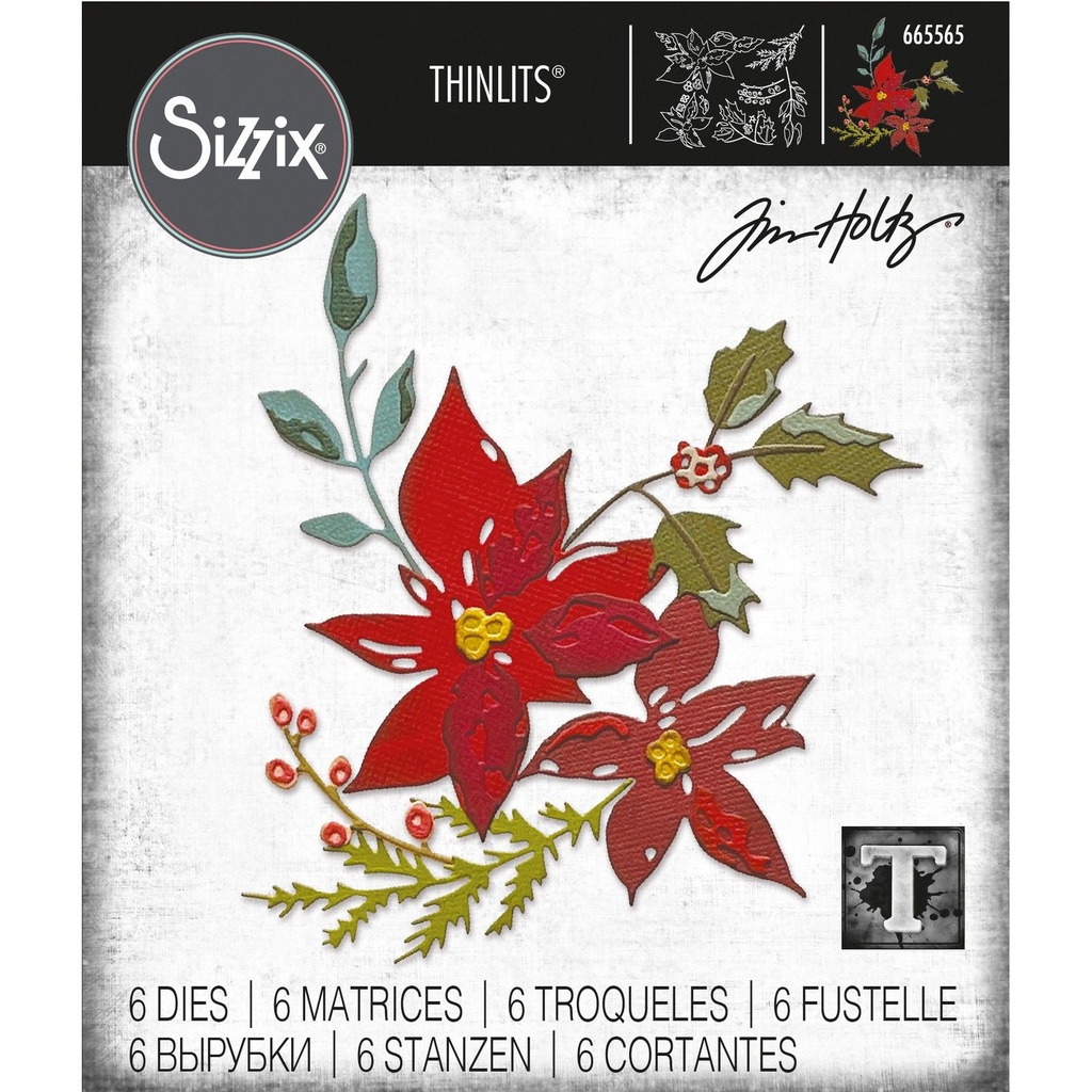 [179822] Sizzix Thinlits Dies By Tim Holtz 6/Pkg - 665565 Festive Bouquet