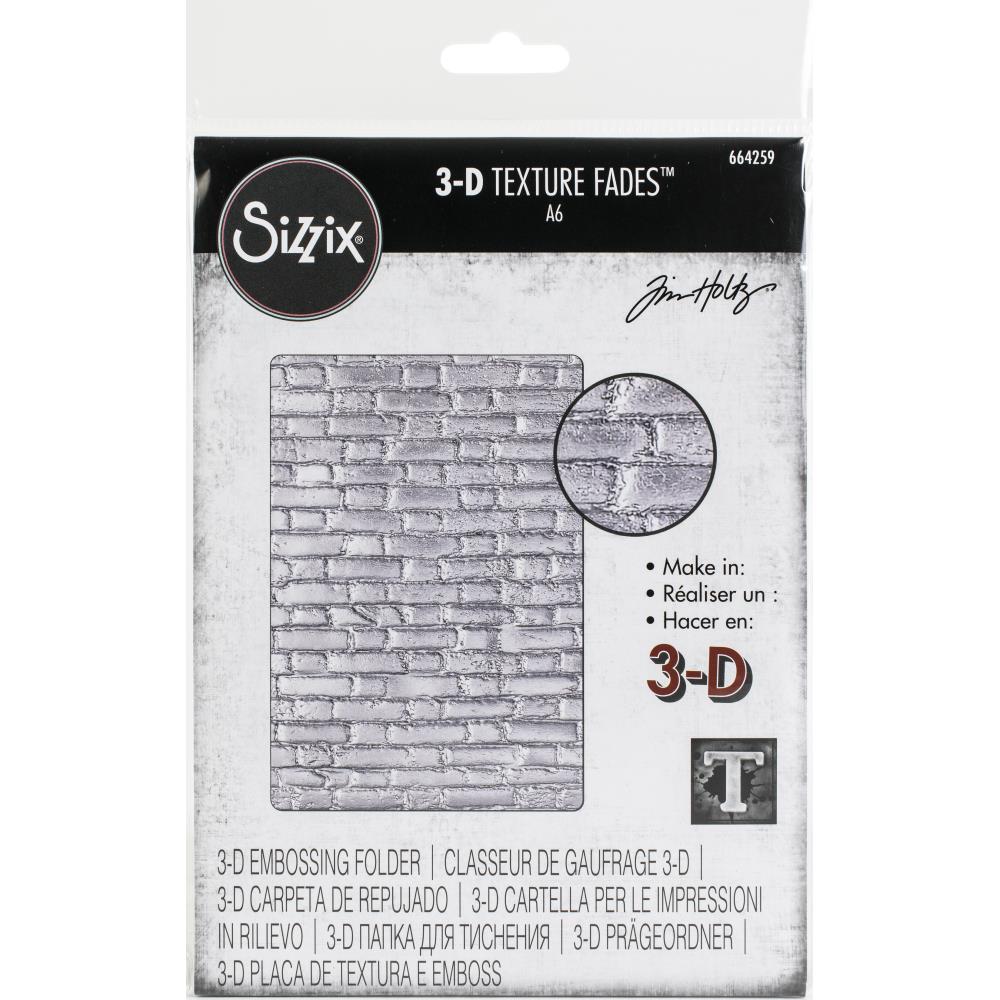 Sizzix Texture Fades Embossing Folder By Tim Holtz - Brickwork