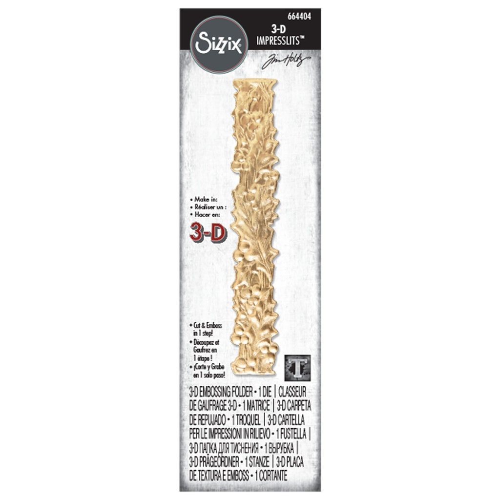 Sizzix 3-D Impresslits Embossing Folder By Tim Holtz - Holly Berries