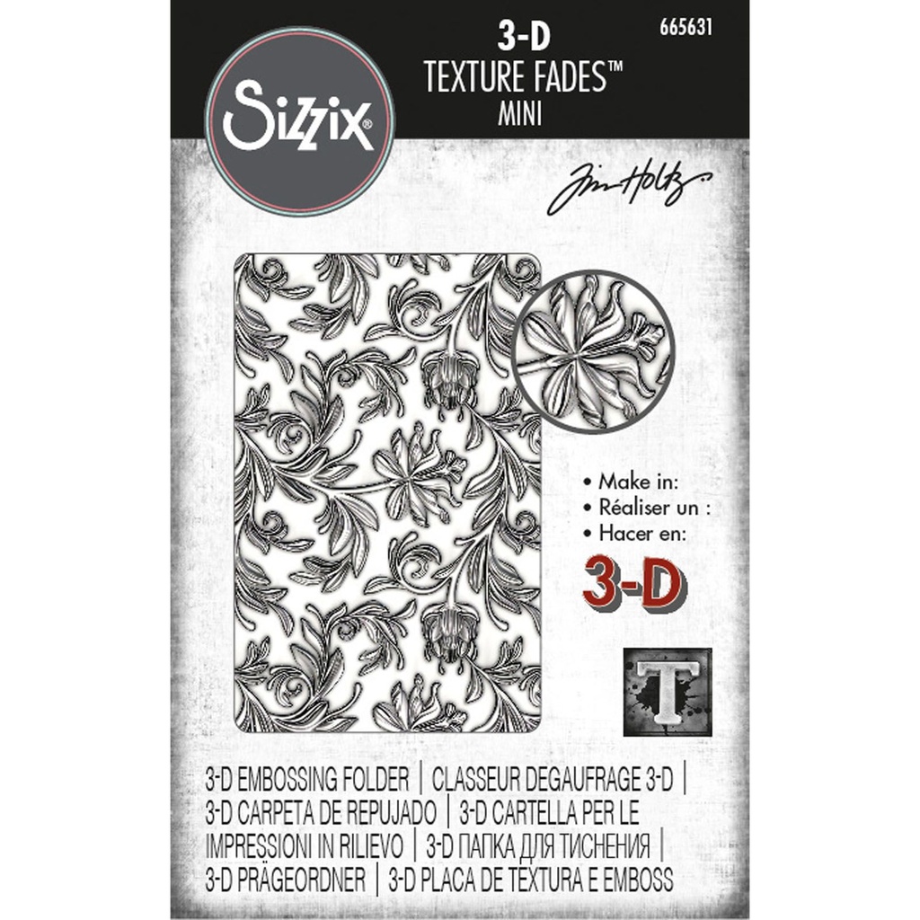 Sizzix Embossing Folder 3-D Texture Fades By Tim Holtz - Mini Botanical