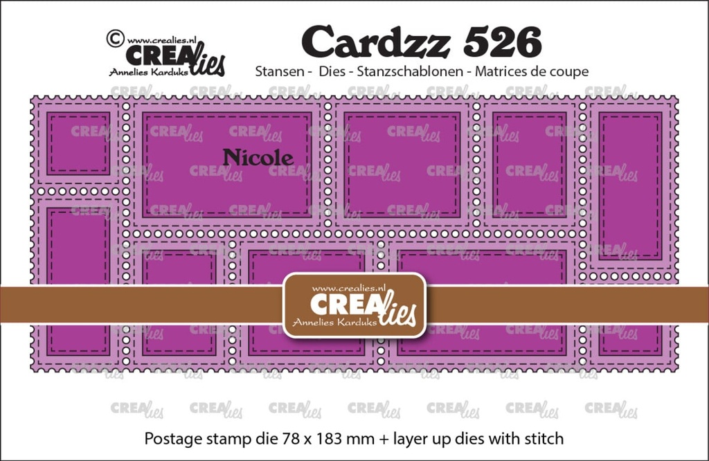 Crealies Cutting Dies Cardzz Postzegelframe Slimline Nicole