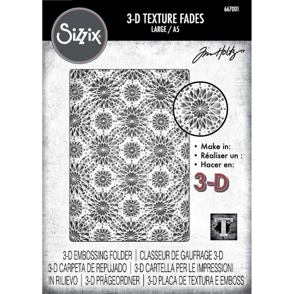 [179987] Sizzix 3-D Texture Fades Embossing Folder By Tim Holtz - 667001 Kaleidoscope Large/A5