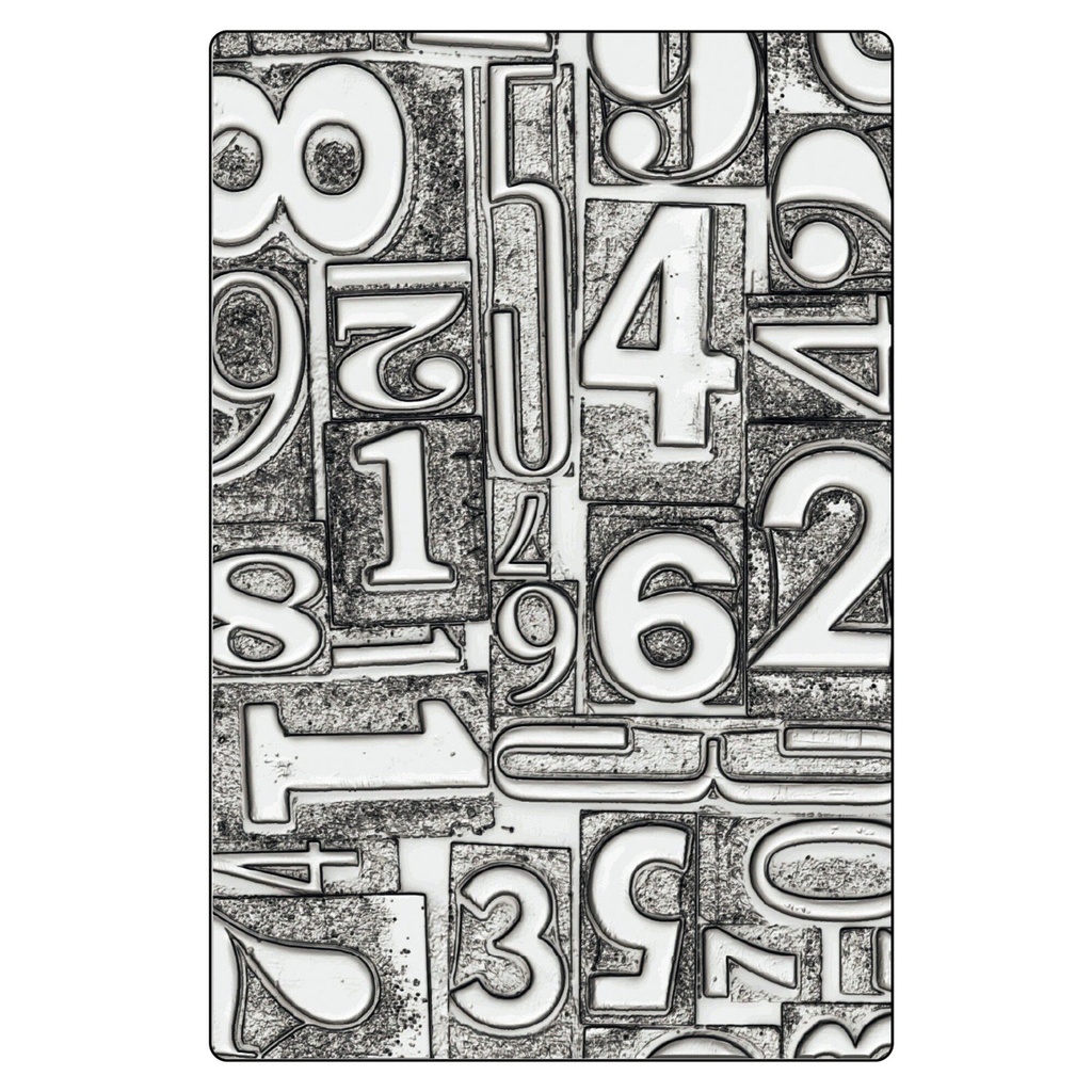 Sizzix 3-D Texture Fades Embossing Folder By Tim Holtz - 667081 Numbered Large/A5