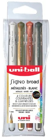 [180004] Uni Signo Gelpen Broad 1 mm Metallic Set 4/Pkg
