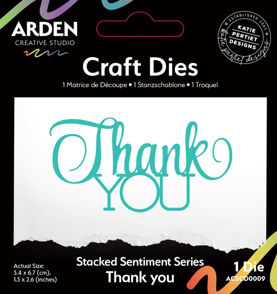 Arden Creative Studio Cutting Dies Sentiment Series  - ACSCD0009 Stacked Thank You