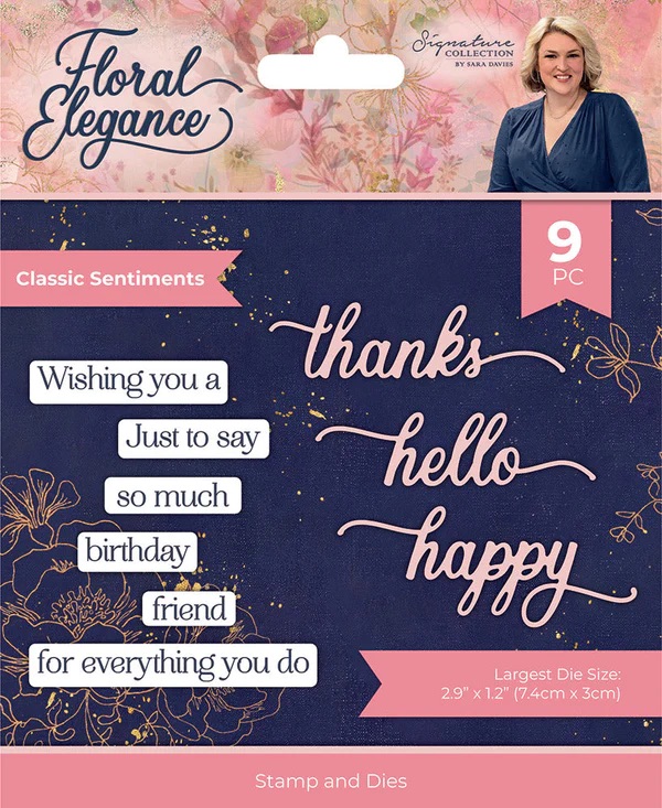 [180081] Crafter's Companion Stamp & Die Floral Elegance - S-FE-STD-CLSE Classic Sentiments