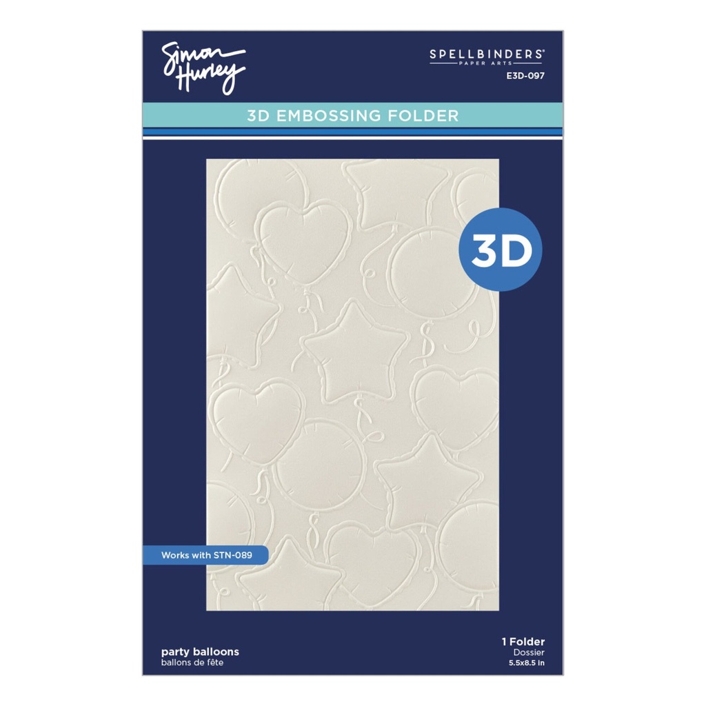 [180133] Spellbinders 3D Embossing Folders - E3D-097 Party Balloons