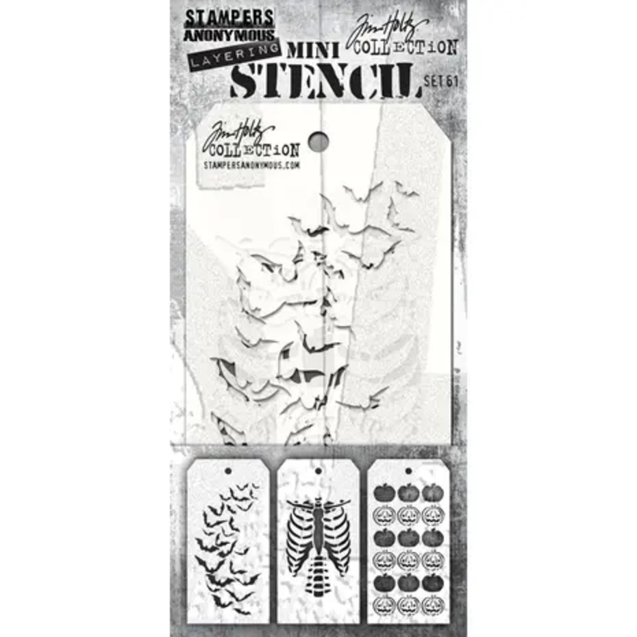 Tim Holtz Mini Layering Stencil Set 3/Pkg - Set #61