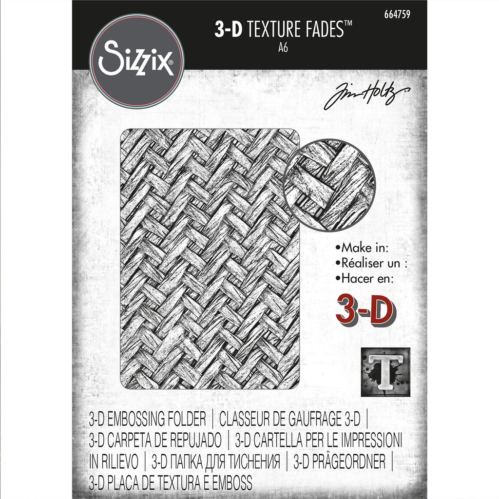 Sizzix Embossing Folder 3-D Texture Fades By Tim Holtz - Intertwined