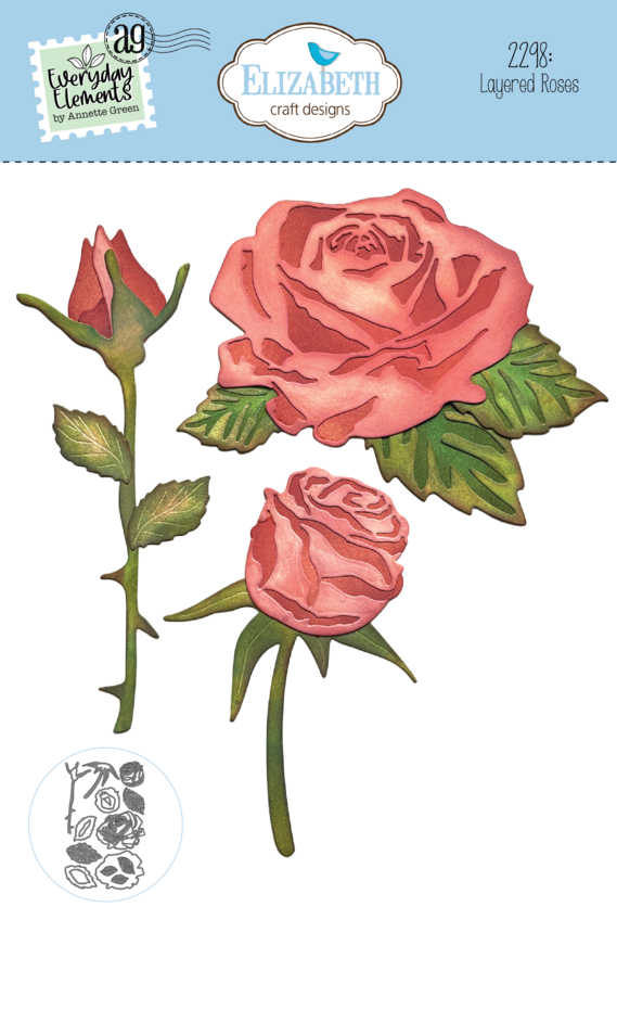 [180182] Elizabeth Craft Designs Cutting Dies - 2298 Layered Roses