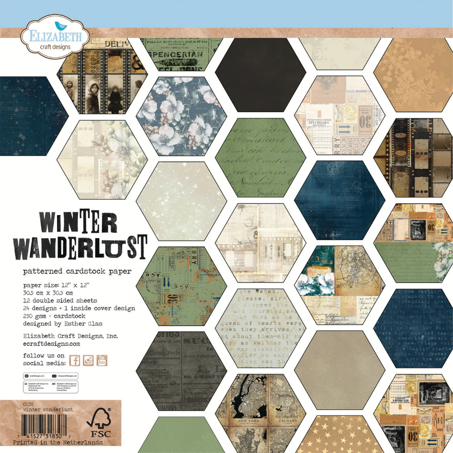 [180197] Elizabeth Craft Designs Patterned Cardstock Paper 12x12" - C038 Winter Wanderlust