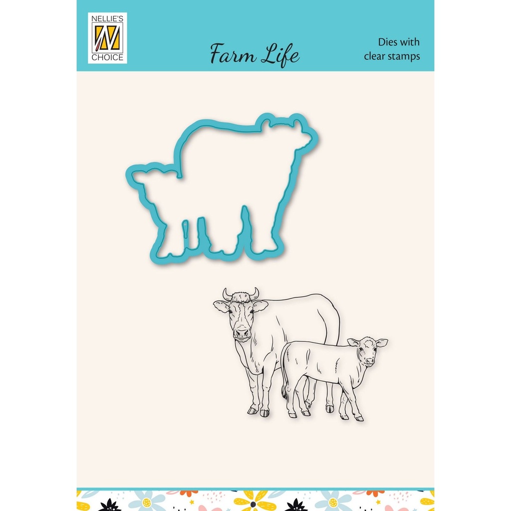 [180228] Nellie's Choice Die Cut & Clear Stamp Sets Farm Life - Koe & Kalf