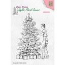 Nellie's Choices Clear Stamps Idyllic Floral Scene - Vintage Christmas Tree