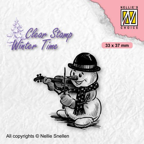 [180245] Nellie's Choice Clear Stamps Winter Time - Shy Snowman with Violin