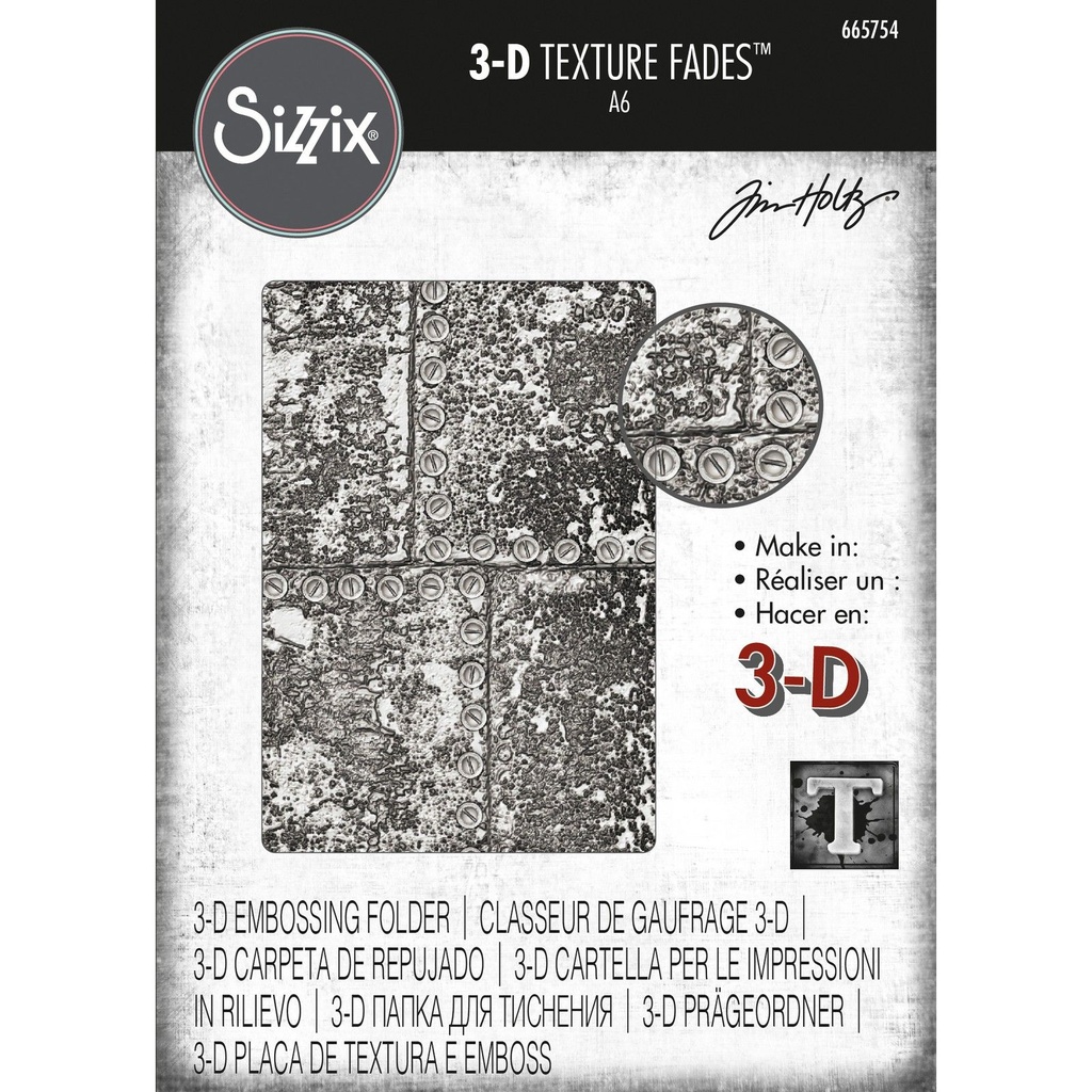 Sizzix 3D Texture Fades Embossing Folder By Tim Holtz - Industrious