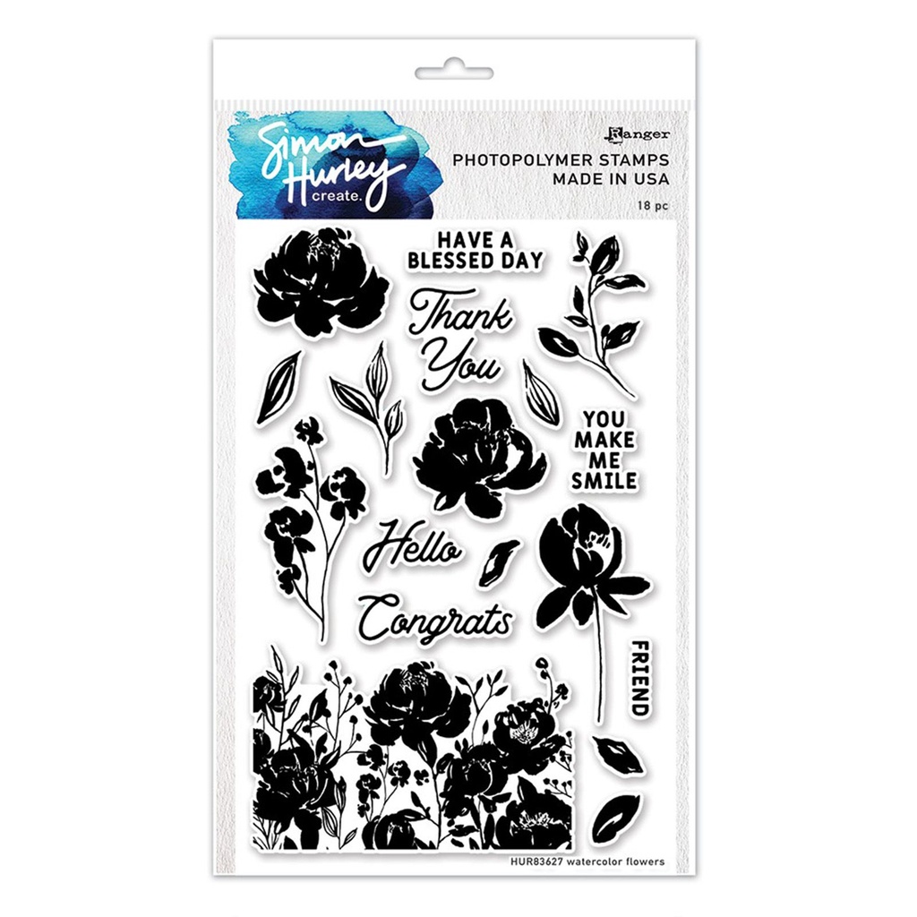 Ranger Simon Hurley create. Photopolymer Stamps Watercolor Flowers
