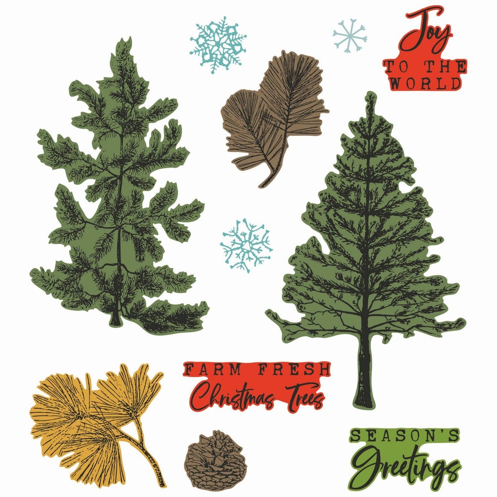[180259] Sizzix Clear Stamps A5 with Framelits Die - 666711 Pine Holidays