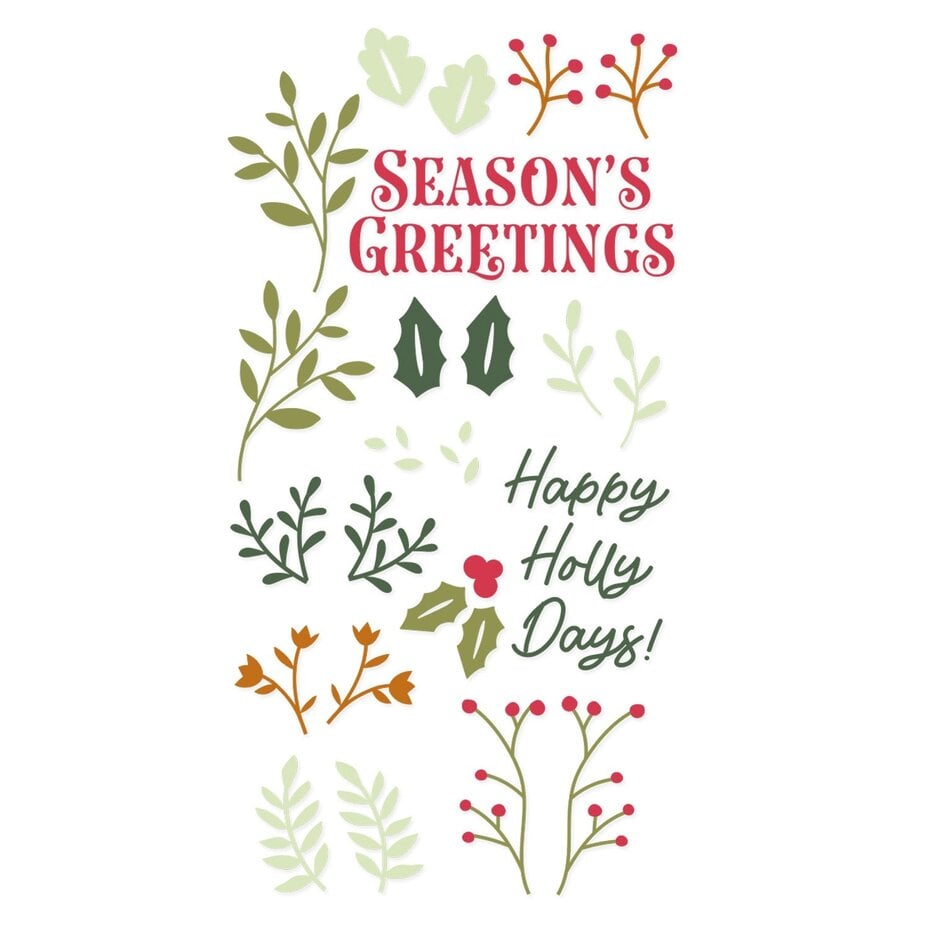 [180262] Sizzix Clear Stamps 29/Pkg - Happy Holly Days