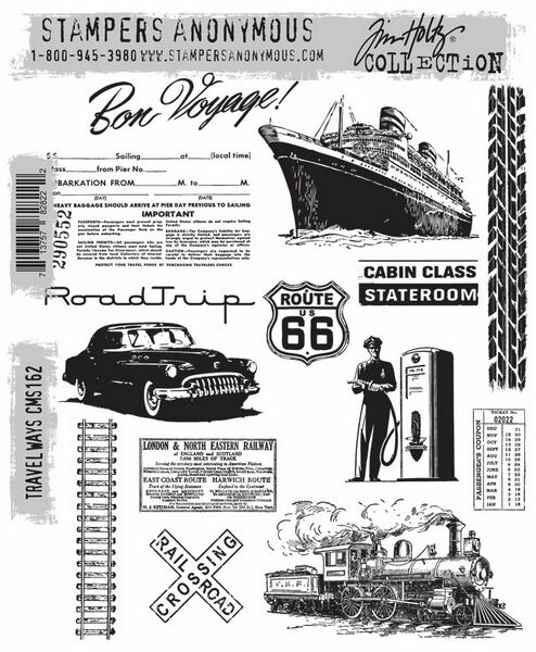 [180332] Tim Holtz Cling Stamps - CMS162 Travel Ways