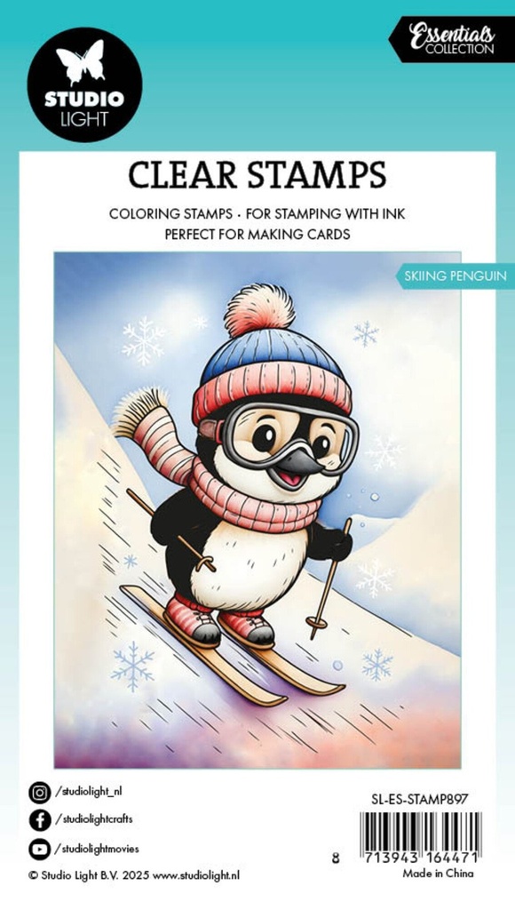 [180379] Studio Light Clear Stamps Essentials - SL-ES-STAMP897 Skiing Penguin