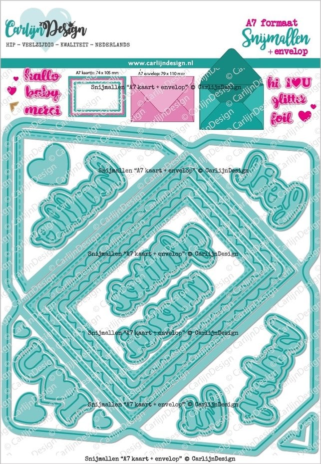 [180387] CarlijnDesign Cutting Dies - 208 Snijmallen A7 Kaart + Envelop
