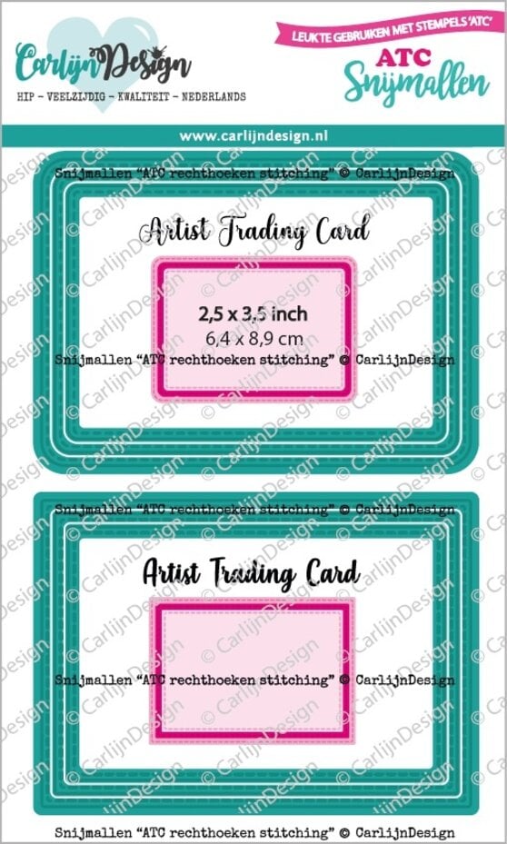 [180389] CarlijnDesign Cutting Dies - 247 ATC Rechthoeken Stitching