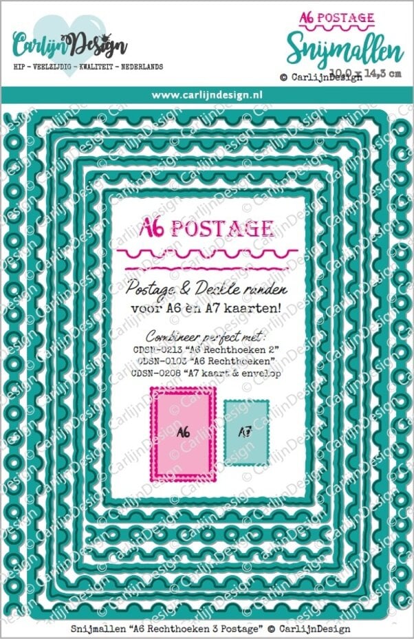 CarlijnDesign Cutting Dies - 256 Postage A6 Rechthoeken 3
