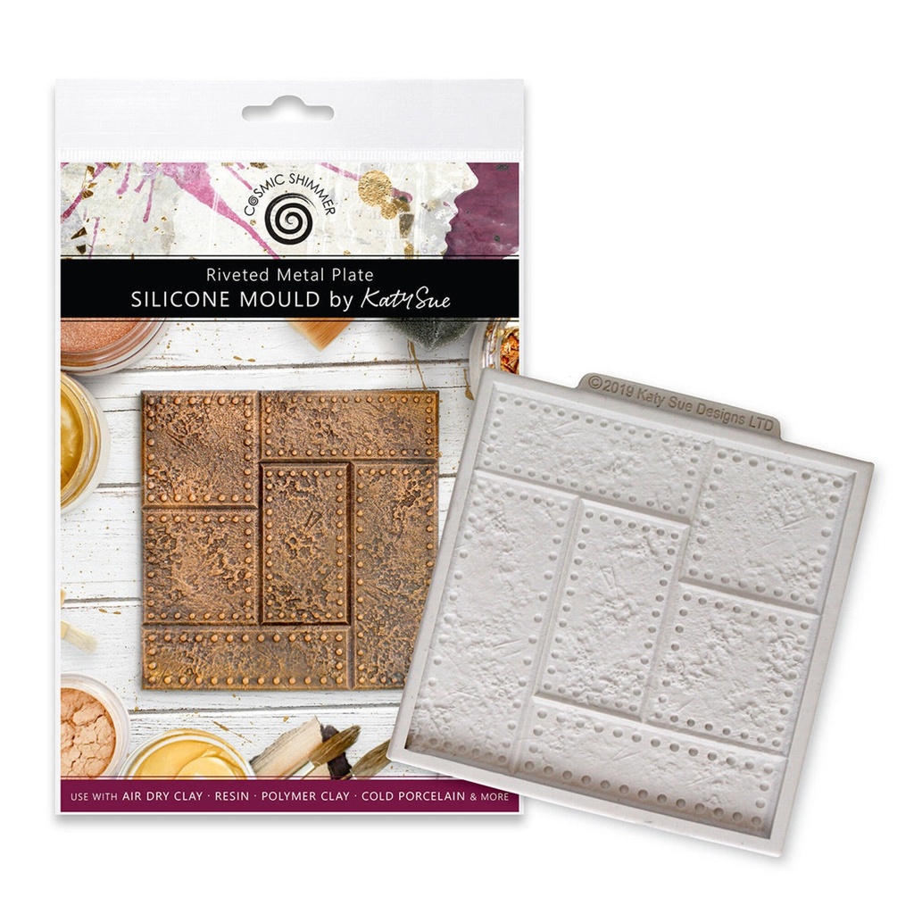Katy Sue Designs Cosmic Shimmer Silicone Mould - Riveted Metal Plate