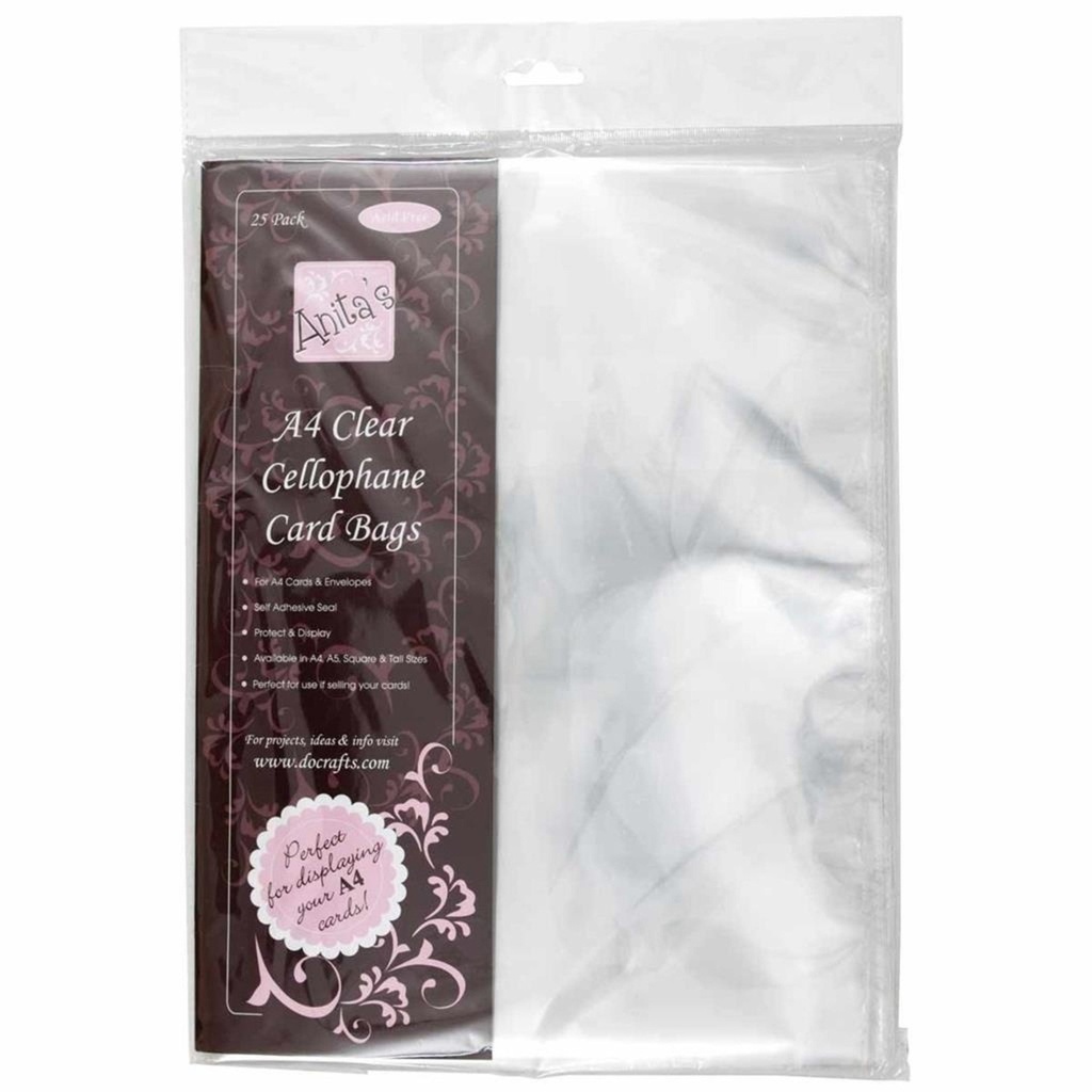 [180451] Anita's A4 Clear Plastic Card Bags 25/Pkg