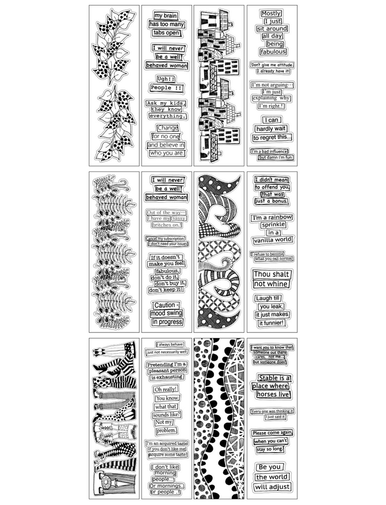 Dyan Reaveley Dylusions Coloring Sheets - Borders & Quotes 2x12/Pkg