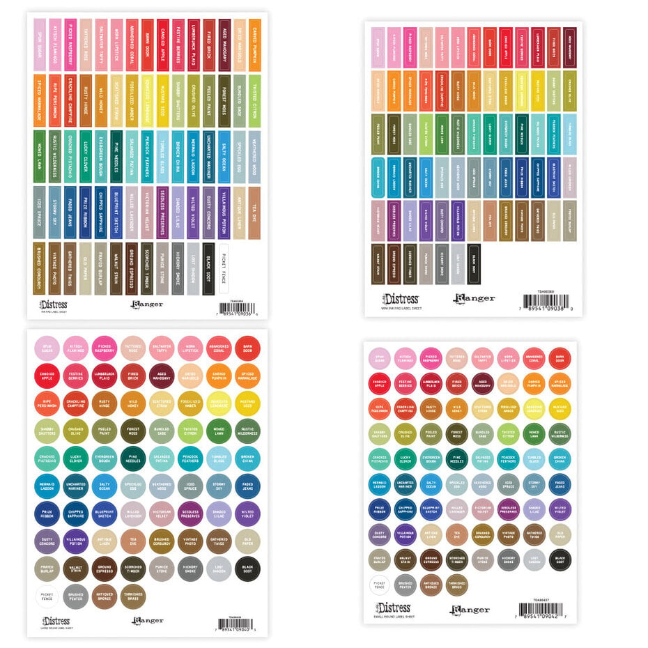 Tim Holtz Distress Label Assortment Sheets - Small & Large Labels White