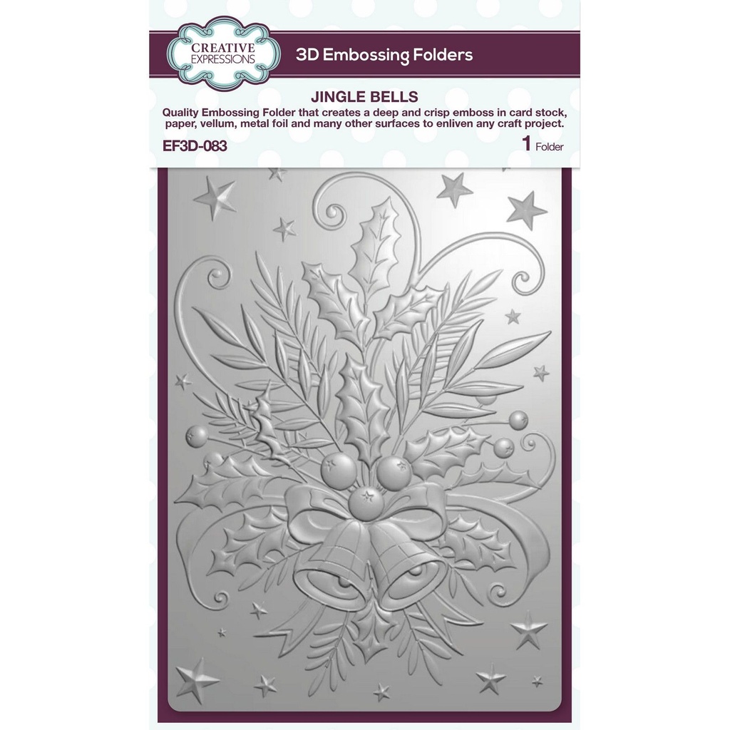 Creative Expressions 3D Embossing Folders 5"x7" - EF3D-083 Jingle Bells