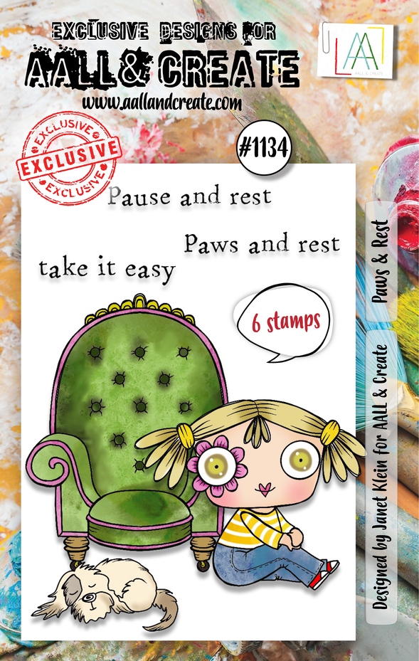 [180712] AALL & Create Clear Stamps A7 By Janet Klein - #1134 Paws & Rest