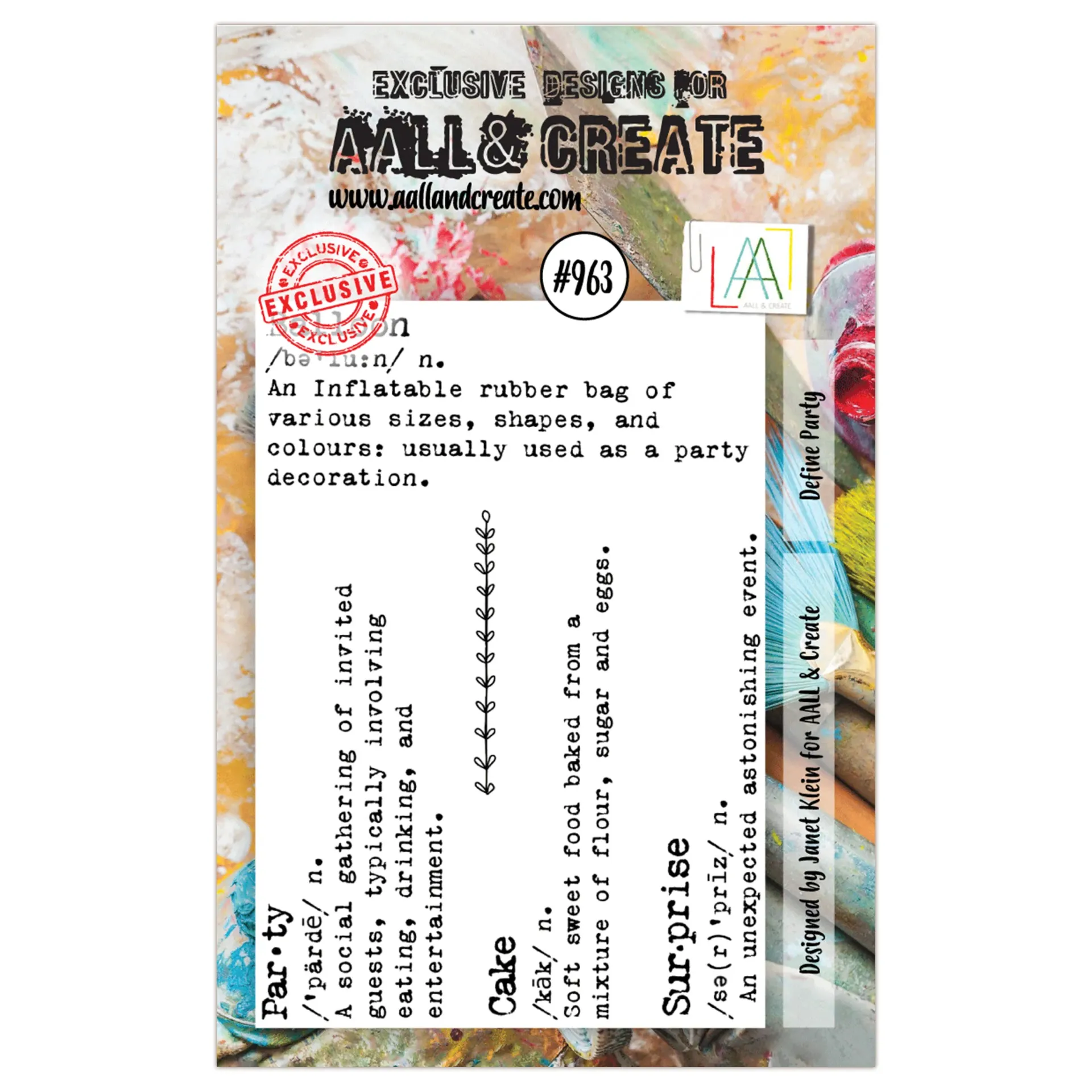 AALL & Create Clear Stamps A7 By Janet Klein - #963 Define Party