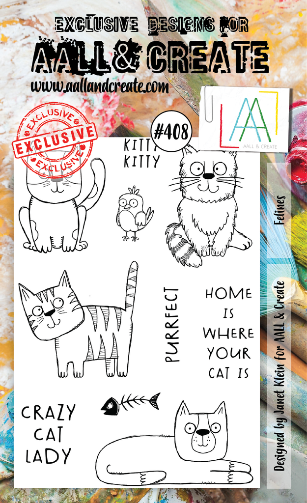 AALL & Create Clear Stamps A6 By Janet Klein - #408 Felines