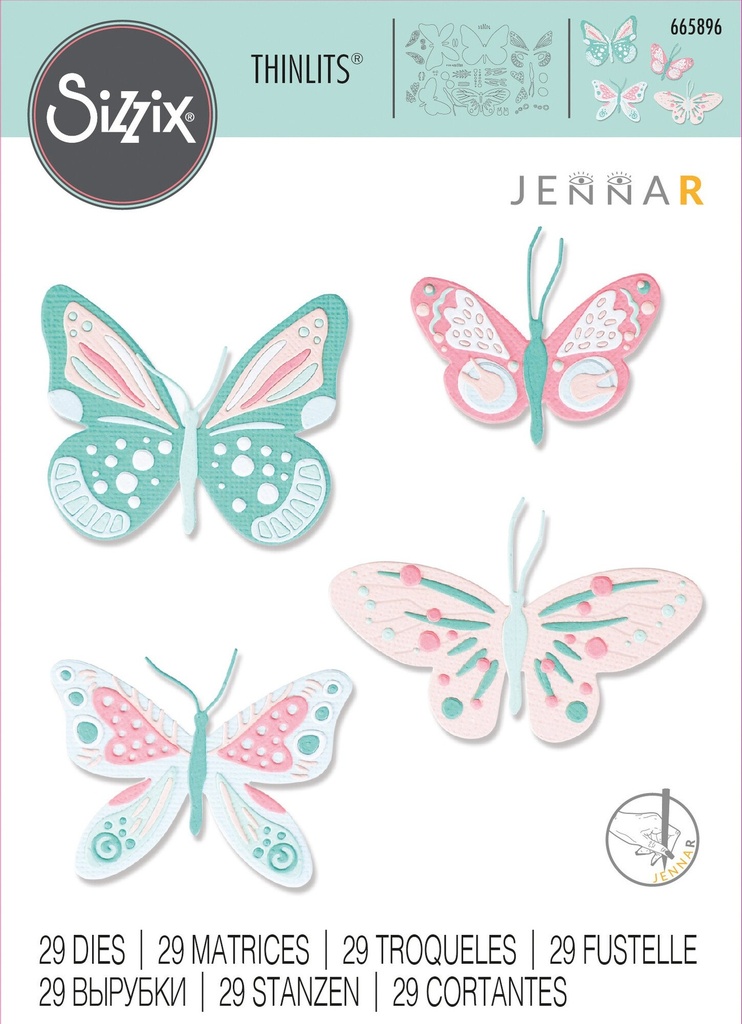 [180813] Sizzix Thinlits Dies 29/Pkg - 665896 Patterned Butterflies