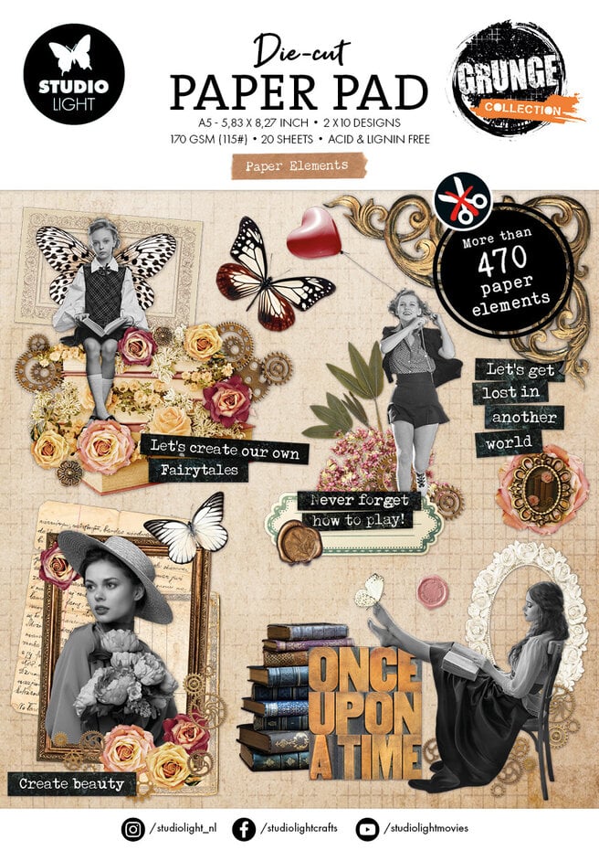 [180815] Studio Light Grunge Collection Die-cut Paper Pad Paper Elements