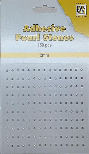 [180823] Nellie‘s Choice Adhesive Half Pearls 2mm 150/Pkg (White, Ivory, Silver)