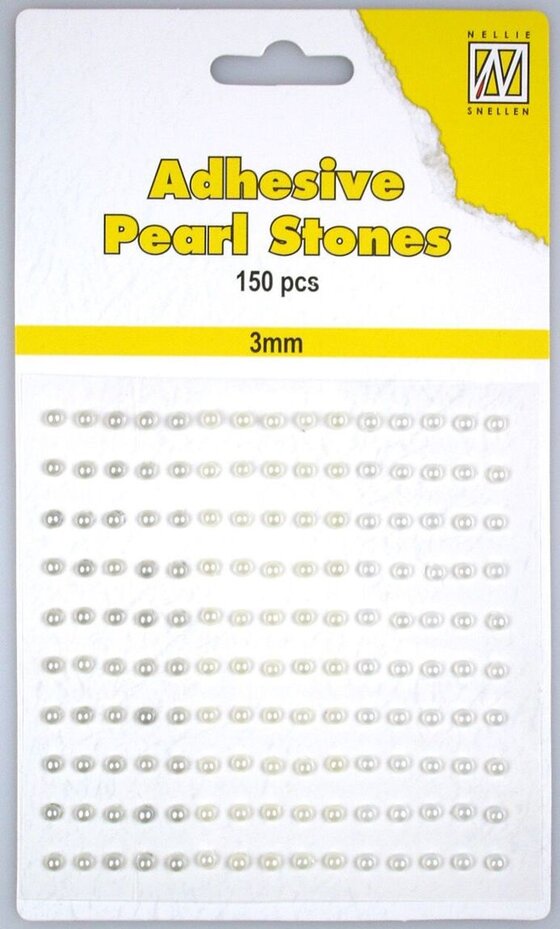 [180824] Nellie‘s Choice Adhesive Half Pearls 3mm 150/Pkg (White, Ivory, Silver)