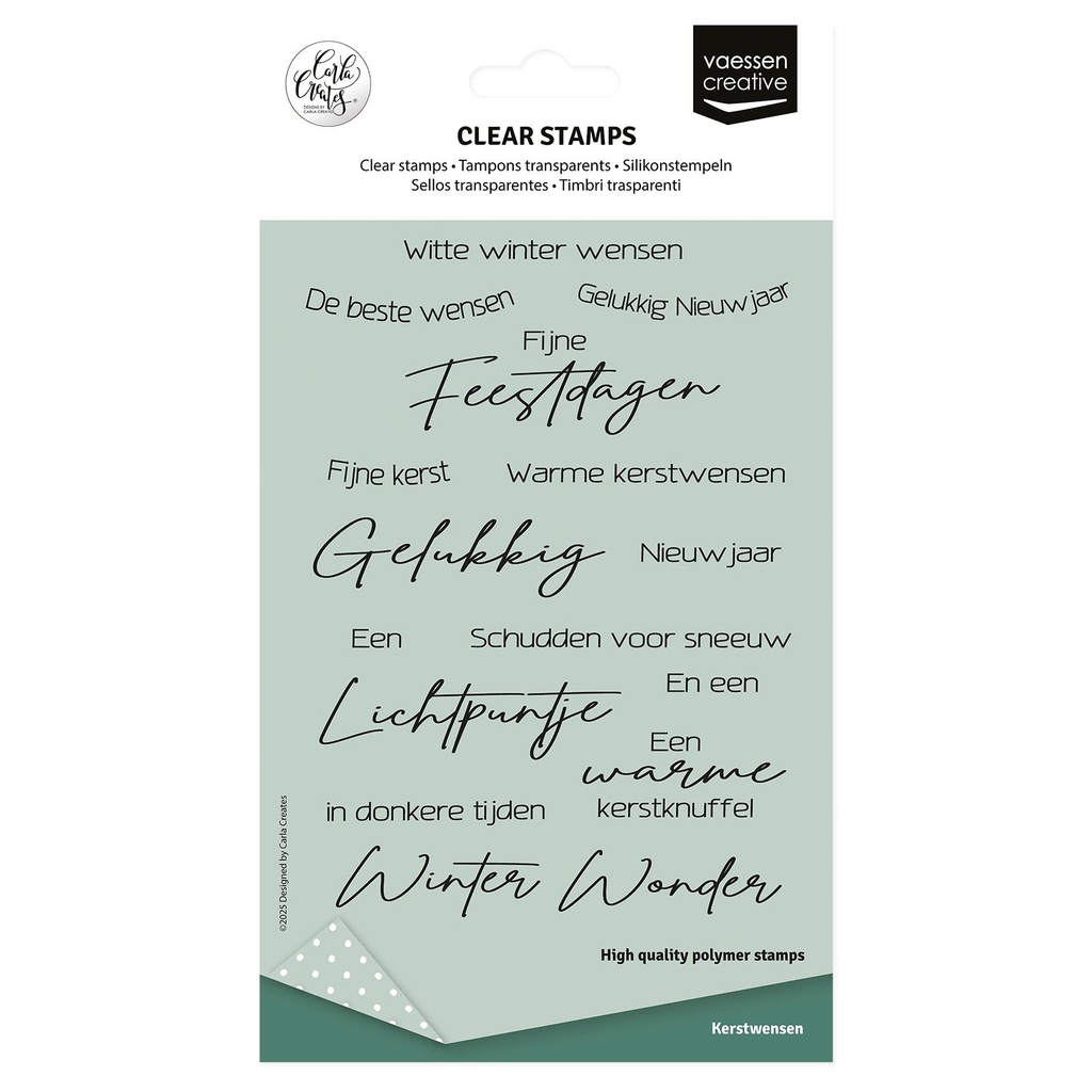 Vaessen Creative Clear Stamps 17/Pkg By Carla Creates - Nederlandse Kerstteksten