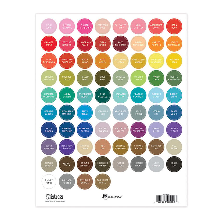 [180862] Tim Holtz Distress Label Sheets - Large Round White