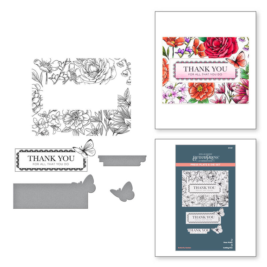 Spellbinders Press Plate & Die Set - Butterfly Garden