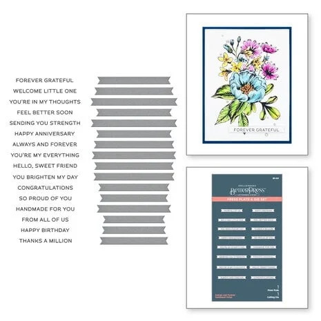 [180976] Spellbinders Press Plate & Die Set - BP-025 Always and Forever Sentiment Strips