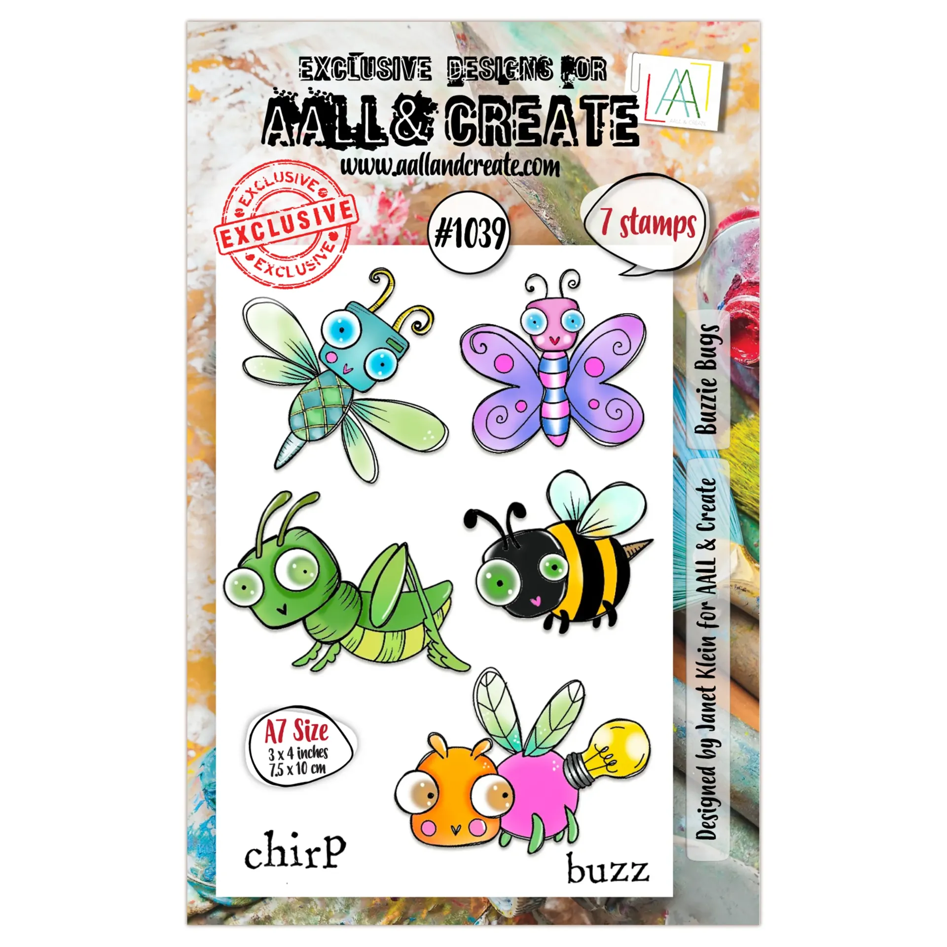 [181006] AALL & Create Clear Stamps A7 By Janet Klein - #1039 Buzzie Bugs