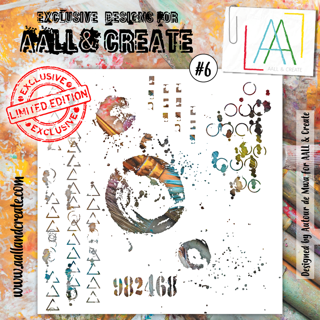 [181060] AALL & Create Stencils 6"x6" By Autour de Mwa & Co - #6 Circles/Altered Geometrics
