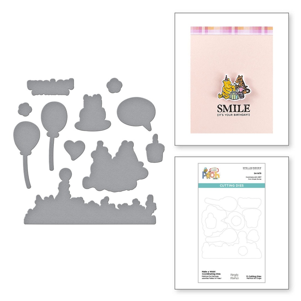 [181083] Spellbinders Say Cheese Cutting Dies Classic Pooh Birthday - S4-1479 Make A Wish!