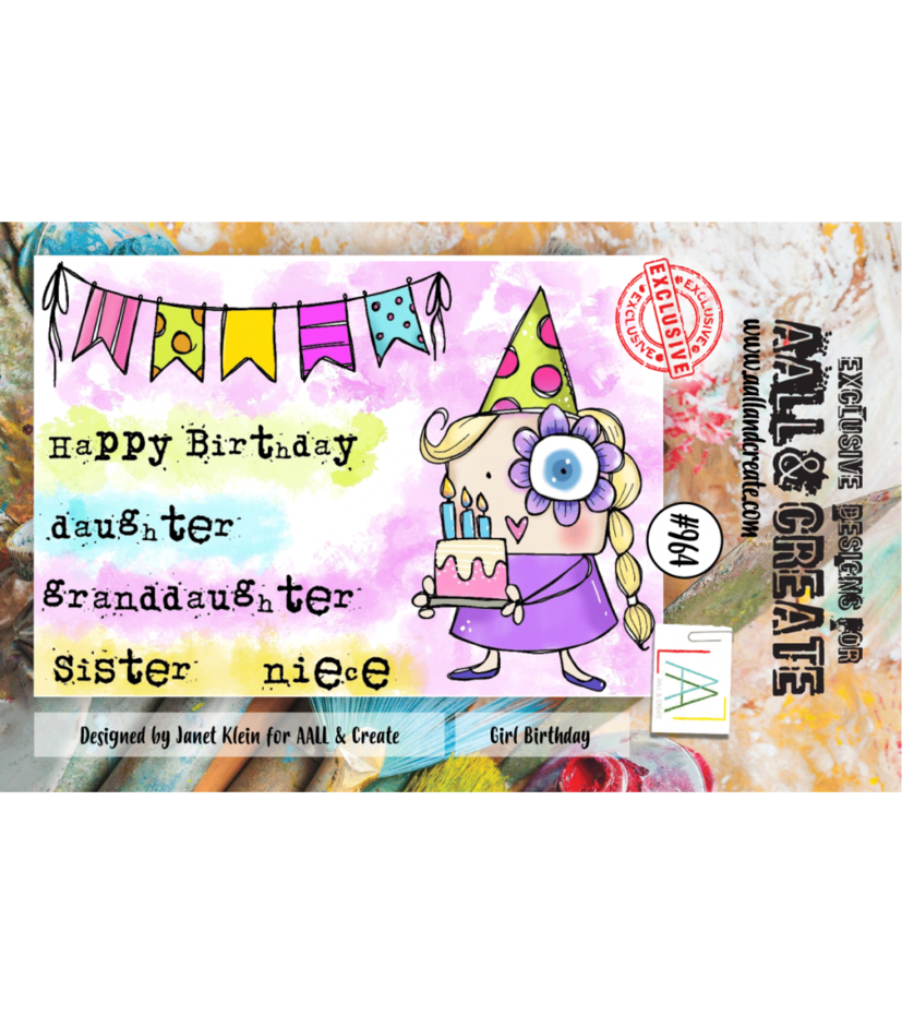 [181163] AALL & Create Clear Stamps A7 By Janet Klein - #964 Girl Birthday