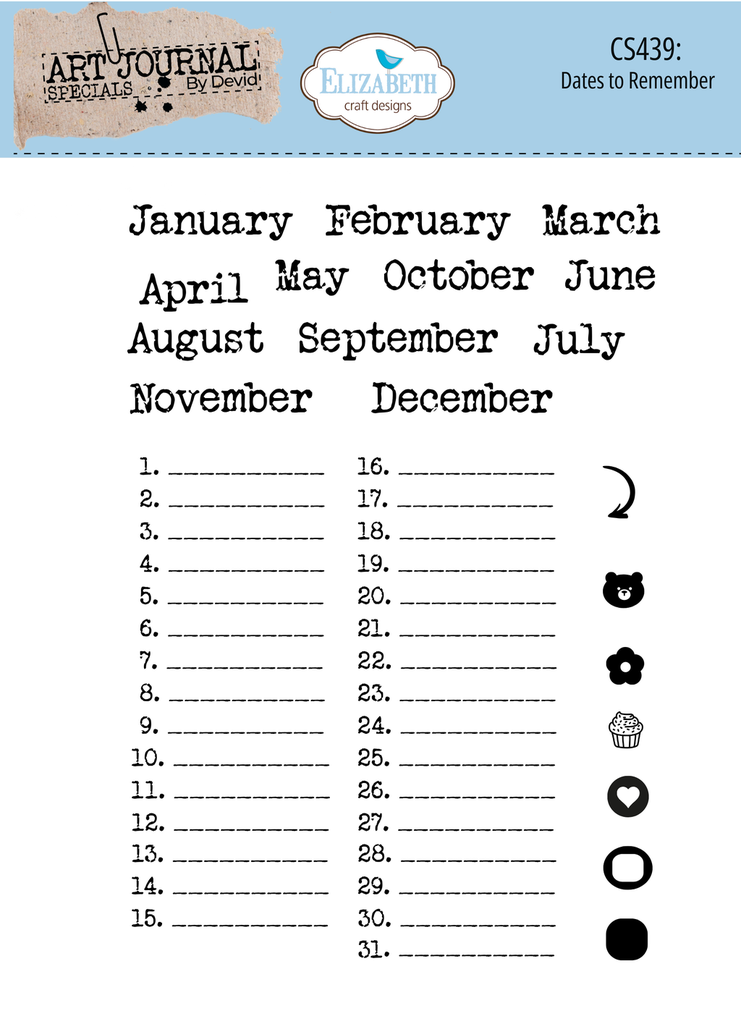 [181173] Elizabeth Craft Designs Clear Stamps - CS439 Dates to remember